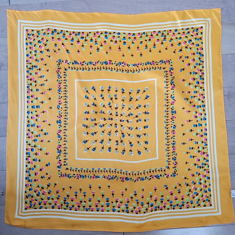 Vintage orange floral square bandana